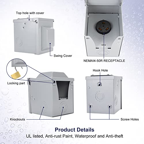 Paulinn 30 Amp Rv Power Outlet Box, Nema Tt-30R 125V Rv Outdoor Panel Enclosed & Lockable For Outdoor Receptacle, Weatherproof, Ul Listed, For Rv Camper Travel Trailer Electric Car Generator #TOP4