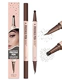 Jutqut Freckle Pen & Freckle Stamp – 2-in-1 Dual-Ended Faux Freckle Stamp Pen, Waterproof & Smudge-Proof Long-Lasting Freckle Pen, Curved Precision Tip for Natural Faux Freckles Makeup, #03 Dark Brown