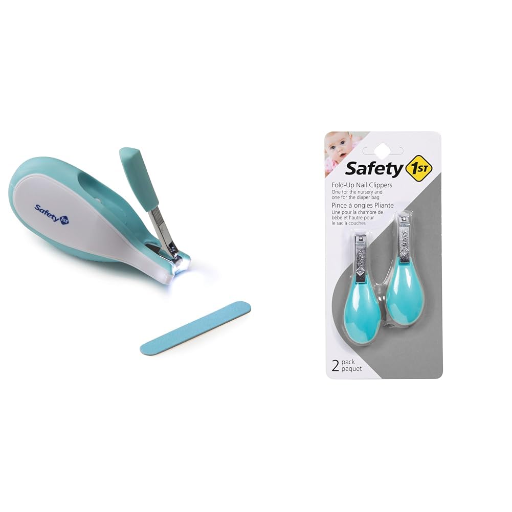 Safety 1st Sleepy Baby Nail Clipper (Colors May Vary) & Fold-Up Nail Clipper, 2-Count - Colors May Vary