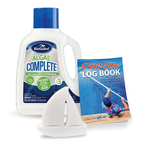 Bioguard Algae Complete Swimming Pool Algaecide With Leisurequip Scumboat Scum Absorber And Leisurequip Pool Log Book #TOP23