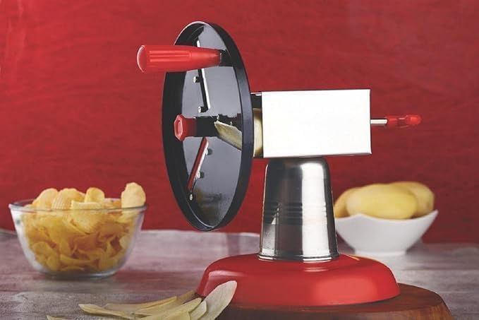 Image of Pototo Chips Maker Stainless Steel Blade, Ergonomic Handle, Home UseWafer Cutter, Wafer Maker, Vegetable Slicer, Potato Chips Slicer, Wafer Cutting Machine for Home (Stainless Steel)