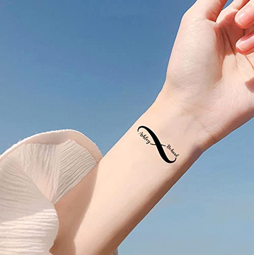 Custom Infinity Temporary Tattoos Personalized With Your Names Or Words For Couples - Waterproof Temporary Couple Tattoos Sticker Gift -15 Sheets #TOP3