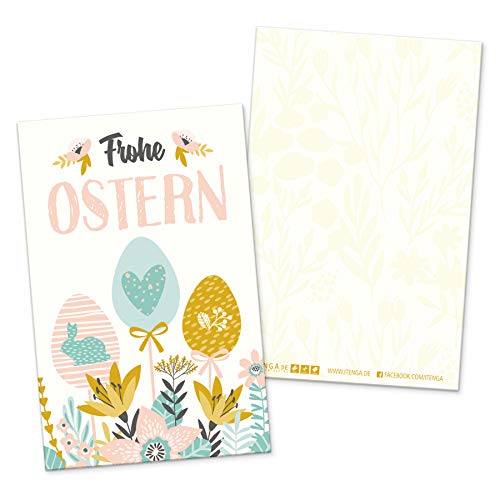 itenga 24 x Geschenkekärtchen Frohe Ostern im Visitenkartenformat Mini Osterkarte pastell 4 Motive Geschenkanhänger für kurze Texte Namensschild