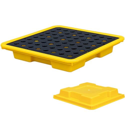 Genérico Plataforma Modular Industrial para contención de derrames en palets, estantes de Pared para Garaje, Bandeja Modular para palets con Drenaje y Bolsillos para montacargas - Plataforma apilable