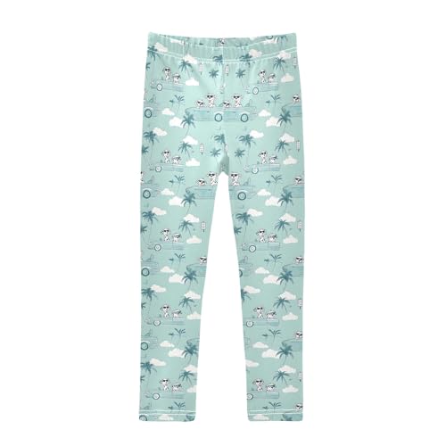 Palm Dog Cloud Car Girls Leggings Athletic Pants Tights Stretch Bottom
