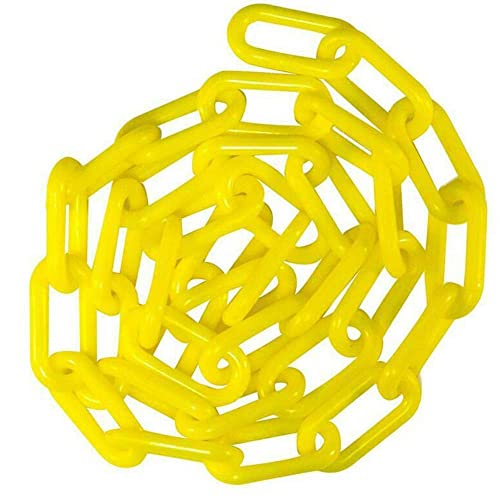 Cadena plástica de 10 m x 6 mm Barrera de enlace de advertencia de seguridad espacio de estacionamiento cadena plástica para valla decorativa de jardín amarillo