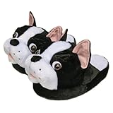 Onmygogo Pantofole da donna in peluche con animali, invernali, per interni e interni, per donne, Boston Terrier, 37/40 EU