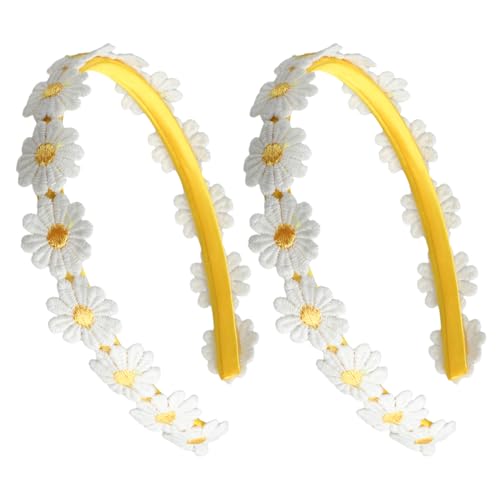 2 Pcs Yellow Daisy Hair Accessories Daisy Headband Cute Daisy Design Widely Used in Birthday Parties Family Gatherings Dances Cosplay Costumes (Yellow)