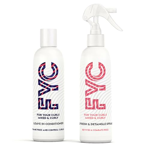 Prodotti per capelli FYC - Pacchetto styling. 2 prodotti per capelli ricci da 250 ml. Include un balsamo leave in per capelli ricci e uno spray rinfrescante e districante