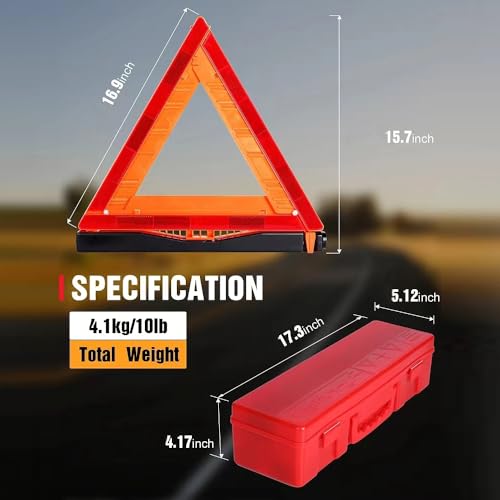 YuBoQi(3PK) Reflective Warning Road Safety Triangle Kit ROAD Emergency Triangle Sign DOT Approved for Truck,LED Road Flares 49 CFR Part 571.125 (FMVSS 125) US by YuBoQi - Image 8