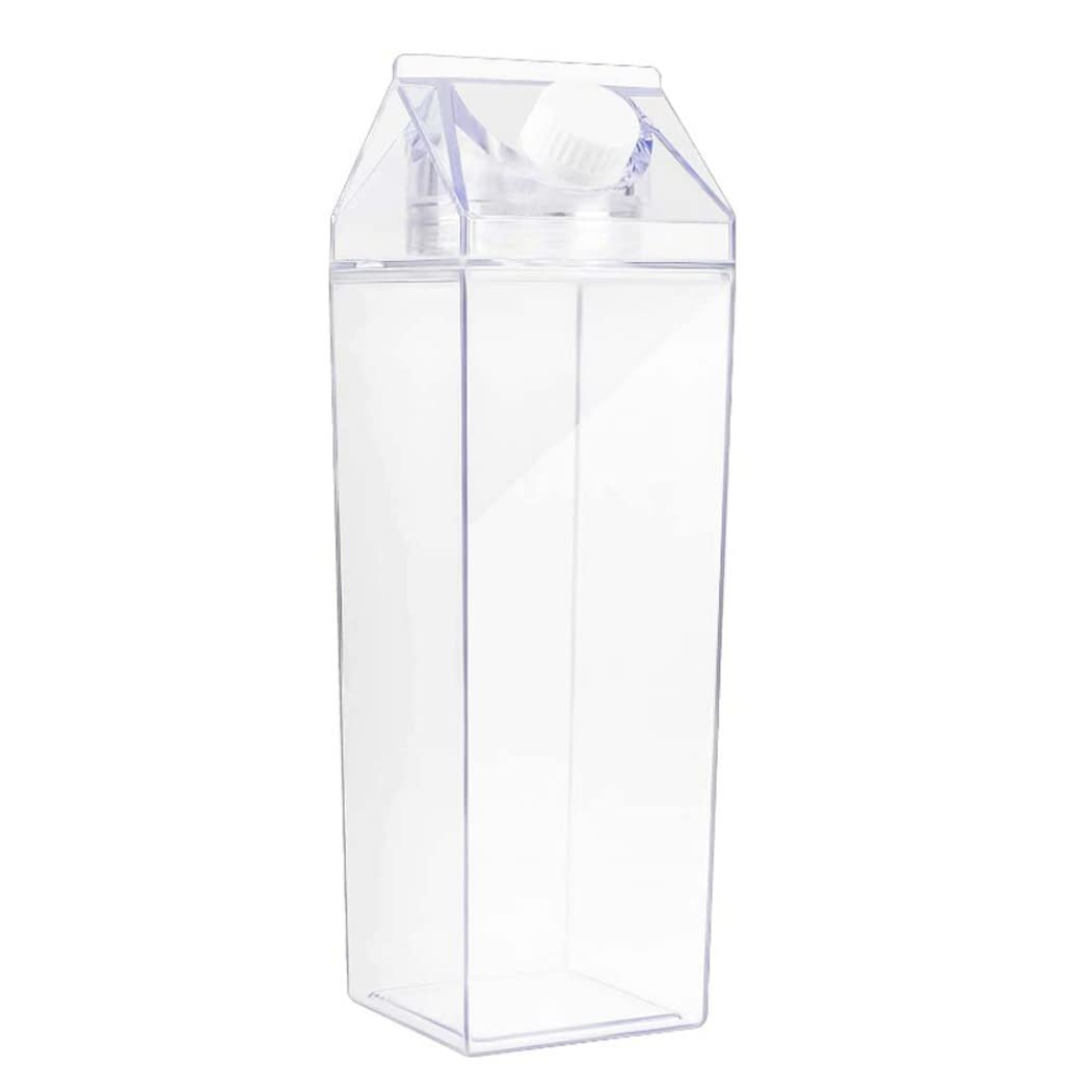 Nopeilvi - Clear Milk Bottle, 1000Ml Plastic Clear Water Bottle Leak-Proof Milk Carton Water Bottle For Outdoor Sports Travel Camping Home Supplies.