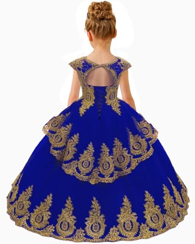 Ball Gown Flower Girl Dresses Beaded Lace Appliques Toddlers Pageant Dress Wedding Party Gowns2