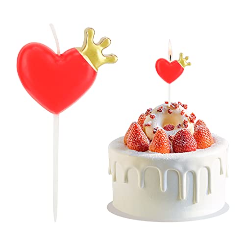 Velas Cumpleaños, Vela Pastel en Forma de Corazon, Velas de Tarta de Cumpleaños Velas de Magdalenas Para la Decoración de la Torta de Compromiso del día de San Valentín de la Boda, Rojo