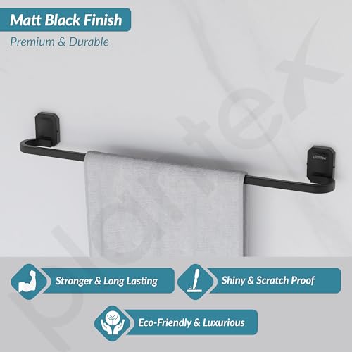 Image of Plantex 304 Grade Stainless Steel Towel Holder for Bathroom /Single Towel Rod /Holder for Bathroom Accessories - Cute (Black - 24 Inch, Pack of 1)