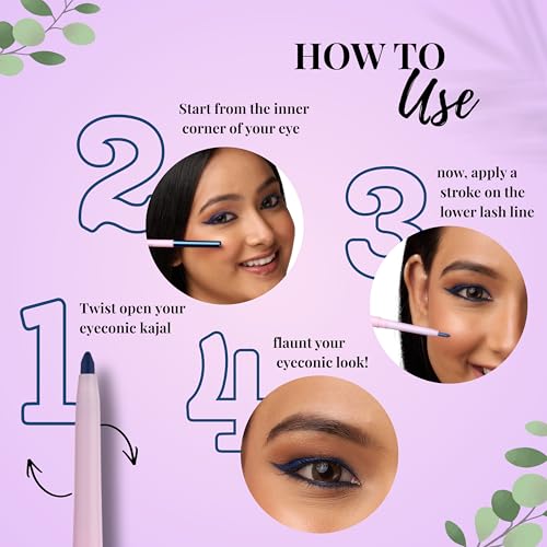 Image of TEE ESS Long Stay Kajal | Retractable Pencil | Waterproof, Smudge Proof | Intense Blue Color | 24H Long Lasting | Smooth One-Stroke Application | With Vitamin E | Twist-Up Blue Kajal | 0.30 gms