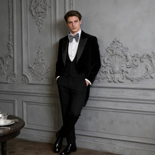 Image of Alizeal Velvet Pre-tied Adjustable Bow Tie for Men Oversize Formal Solid Tuxedo Bowtie