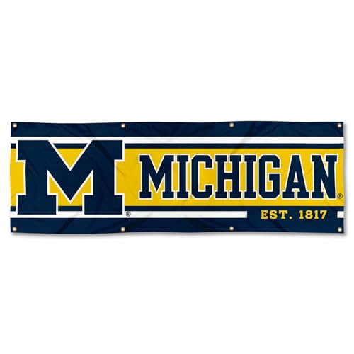 Pancarta de Michigan Wolverines de 2 x 6 pies con acabado textil resistente