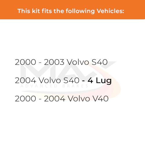 Image of Max Advanced Brakes Rear Brake Kit Compatible With 2000 2001 2002 2003 2004 Volvo S40 V40 w /4 lug Replacement Premium OE Disc Brake Rotors and Ceramic Brake Pads