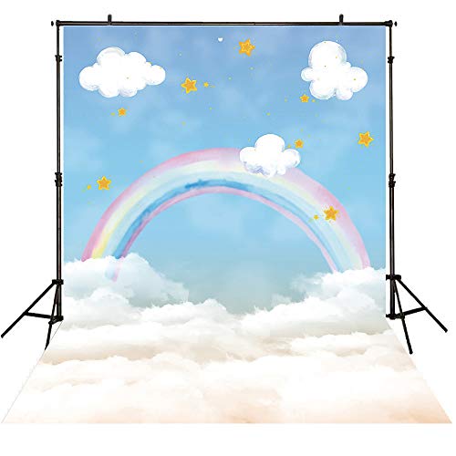 7 x 150 Polyester Kinder Hintergrund Golden Pailletten Einhorn mit Star Anhänger Cartoon Hintergrund für Geburtstag