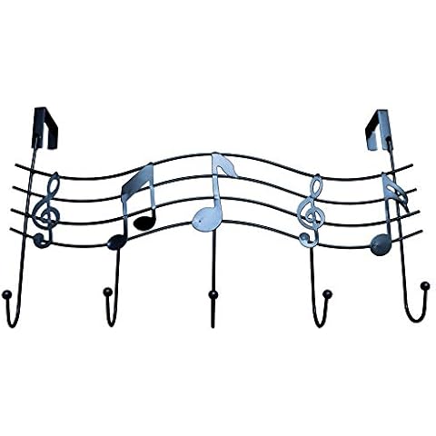 TESOON Door 5 Hook Rack Decorative Hanger for Hanging Clothes Coat Hat Belt Black Cover