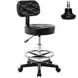 Ergonomic Drafting Stool- Adjustable Rolling Office Chair Work Stool with Back and Wheels for Home Office Workplace Studio Guitar Practice, seat Height 19.7-27.5'' ...