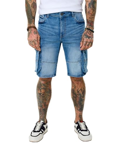 Image of Joe Browns Men's Classic Cargo Style Denim Shorts, Regular, Blue, UK 30