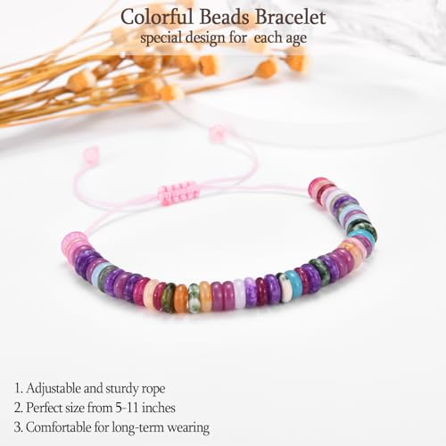 10 11 12 13 14 15 16 17 18 21 30 40 50 60 Year Old Birthday Gifts for Girls Women Her, Colorful Natural Beads Stone Birthday Bracelet Gifts with Birthday Card for Teen Girls Women Daughter Wife Mom2