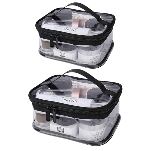 Neceser Maquillaje Viaje, 2 Piezas PVC Bolsa de Cosméticos Impermeable, Transparente Bolsa de Aseo Portátil Organizador de Accesorios de Baño para Mujer Hombre