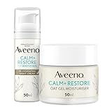Aveeno Face Calm+Restore Day & Night Moisturiser Duo | Intensely Nourishing Bundle with Aveeno Oat Gel Moisturiser (50ml) and Rehydrating Night Cream (50ml) Developed for Sensitive Skin