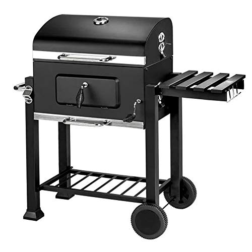 Barbacoa Carbon, Barbacoas de Carbon, Parrilla de Carbón Vegetal con Ruedas, Parrilla Barbacoa con Tapa, BBQ en Jardín y Exteriores, Gran Capacidad,107 * 115 * 68 cm -Black