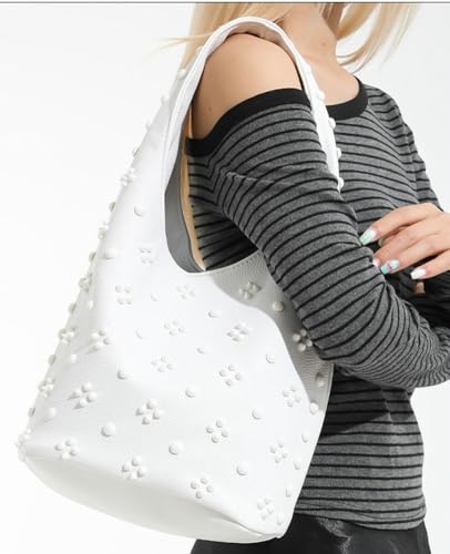 Studded Shoulder Bag for Women Y2K Punk Vegan Leather Purse 90s Retro Slouchy Hobo Bag Underarm Designer Handbag2