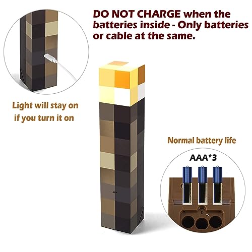 Light-up Wall Torch - Batteries & USB Pluggable Night Lamp - Hand Held or Wall Mount Lighting Torch, FL-HTXYQ - Image 5