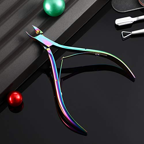 3 Packs Cuticle Cutter Cuticle Nippers Pointed Blade Cuticle Trimmer Stainless Steel Nail Clippers Manicure Tool For Fingernails No Cuticle Pusher (Rainbow Color) #TOP5