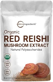 Sustainably US Grown, Organic Reishi Mushroom Powder, 8 Ounce, Pure Reishi Supplement 100:1 Extract, Active Content 30% Polysaccharides, Supports Longevity, Immune System & Antioxidant