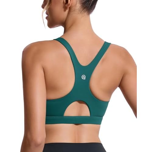RUNNING GIRL Sports Bras for Women High Support,Racerback High Impact Grey Sports Bra Moulded Cup Workout Bra Push up E-storm Teal Small