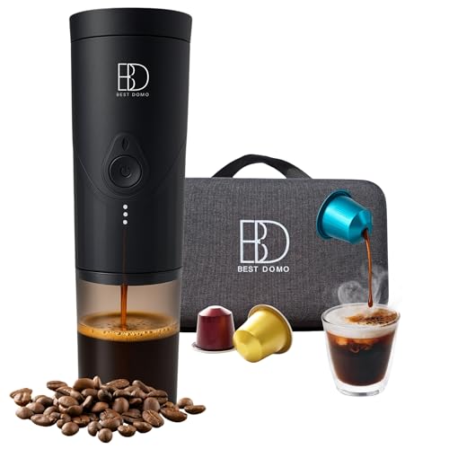 Cafetera Portátil Espresso Autocalentable 20 Bares – Compatible con Cápsulas Nespresso y Café Molido – Recargable con Batería y Cable USB-C–Ideal para Viajes, Oficina, Coche-Camping,Senderismo-Regalos