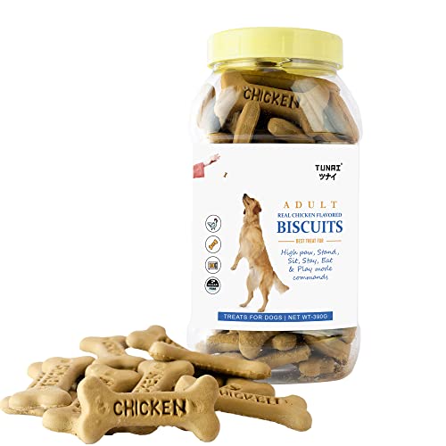 Tunai Super Saver Real Chicken Adult Dog Biscuits | Dog Food | Dog Treats | 390g | Extra Value Silver Pack, Controls Plague and Better Skin Coat for Aggressive Chewers