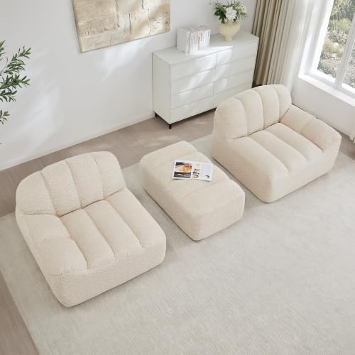 Modulares Ecksofa 2-Sitzer mit Ottomane, L-Form Boneless Couch, Tiefe Sitzkissen, Wohnzimmer, kein Aufbau