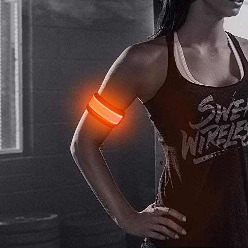 Higo Led Armband, Glow In The Dark Gift Item Reflective Running Gear Led Safety Lights Slap Bracelets For Night Walking (Orange 35Cm) #TOP5