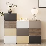 Modern Nightstand Stackable Storage Drawers, Modular Bedroom Furniture Set - Storage Cabinet, Bedside Table, Sofa End Table for Bedroom Living Room Hallway Entryway Champagne Small