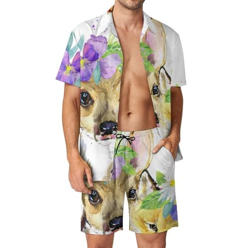 Chemise Hawaïenne Hommes Ensemble Short Pantalon Plage Été S