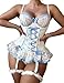 Mixxmix Women's Exotic Lingerie Sets Mini Babydoll Busiter Corset Bodysuit Festival Outfits White S