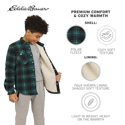 Eddie Bauer Boys' Plush Faux Sherpa Lined Fleece Button-Down Shirt Jacket2