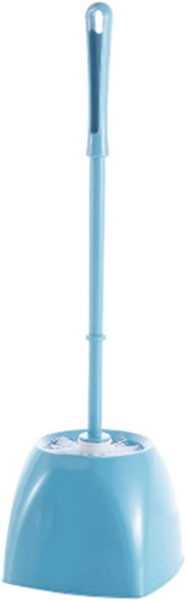Toilet Cleaning Brush Bathroom Long Handle Stainless Steel with Antique Stand Base Toilet Brush Holder(Blue Square)