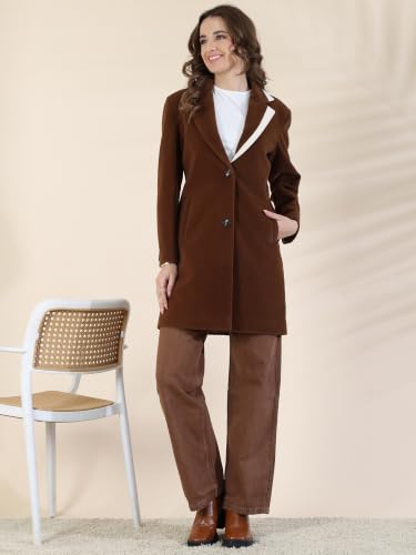 Image of PLAGG Women's Notched Lapel Long Overcoat
