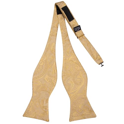 Image of Dubulle Self Tie Bow Ties and Lapel Pin for Men Paisley Solid Mens Bowtie and Handkerchief Cufflinks Set Wedding
