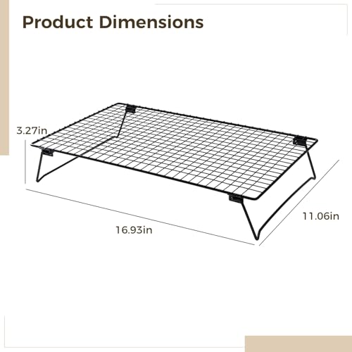 2 Pcs Cooling Racks, Foldable Carbon Steel Cake Racks for Cooling and Baking, with Legs, Square Grid Design for Even Heat Distribution, Versatile Kitchen Tool for Cookies, Cakes, Bread - Image 3