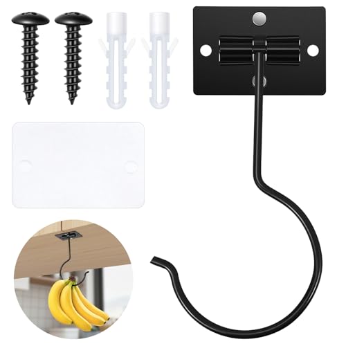 Prasacco Foldable Banana Hook, Under Cabinet Banana Hook Self Adhesive