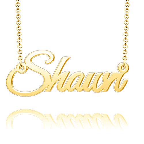 Chris Johnsons Custom Shawn Name Necklace, Personalized Nameplate Necklace Gold Plated 24k