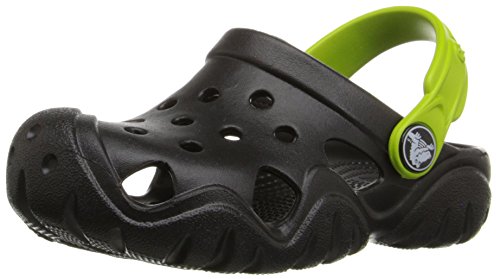 Crocs Kids' Swiftwater K Clog (Toddler/Little Kid), Black/Volt Green, 13 M US Little Kid
